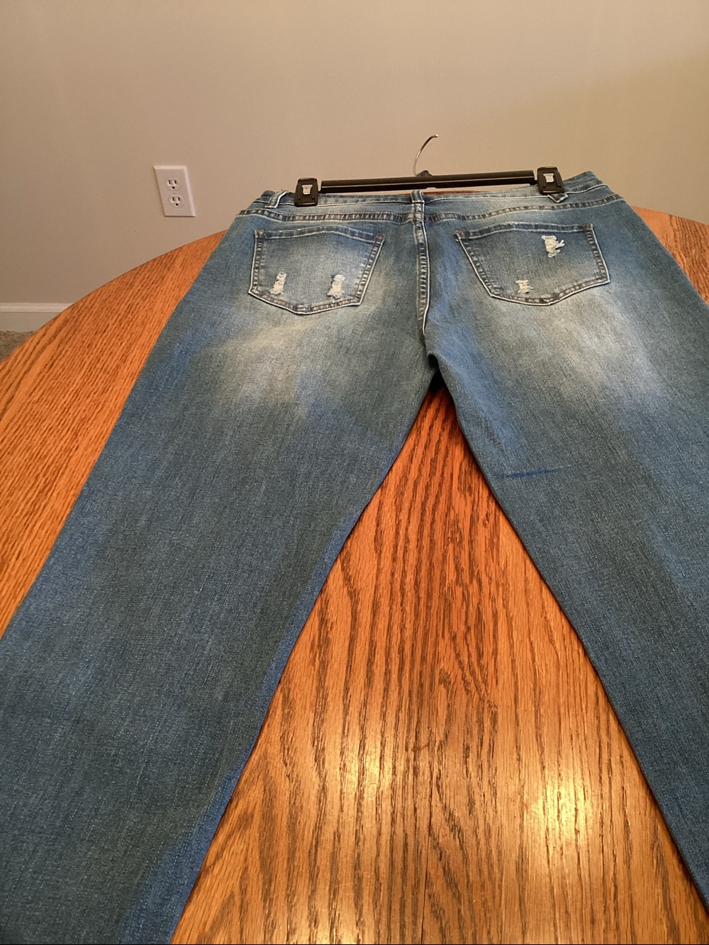 Blue Distressed Women's Jeans with Football Patch - Picture 4 of 4
